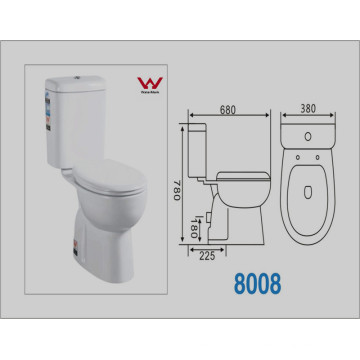 Ceramic Sanitary Ware Washdown Two-Piece Closet with Watermark (A-8008)